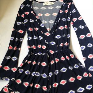 Navy blue and multicolor romper